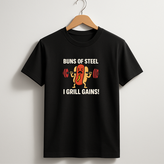 Buns of Steel I Grill Gains T-Shirt